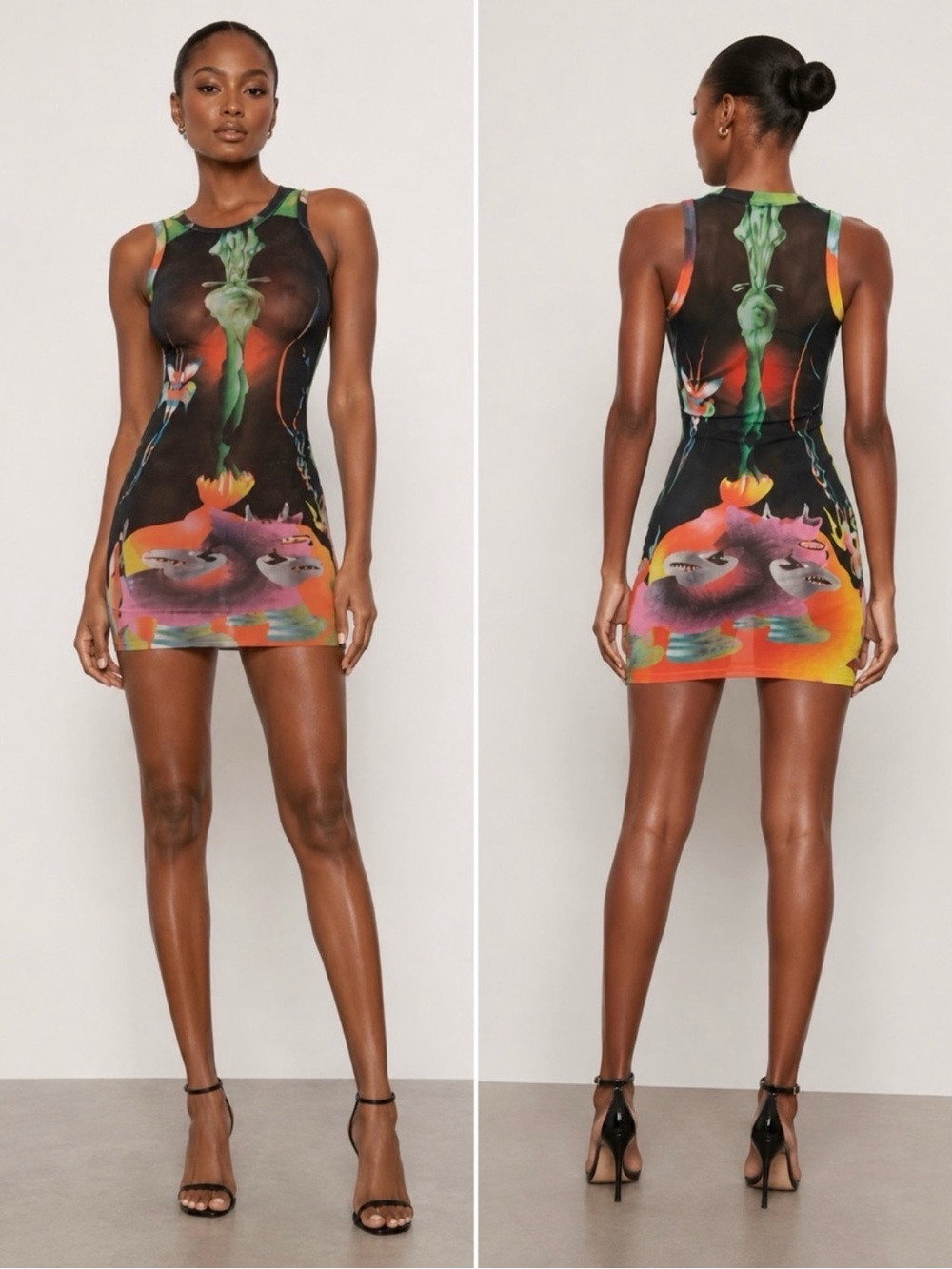 Skims Obsidian Print Summer Mesh Dress
